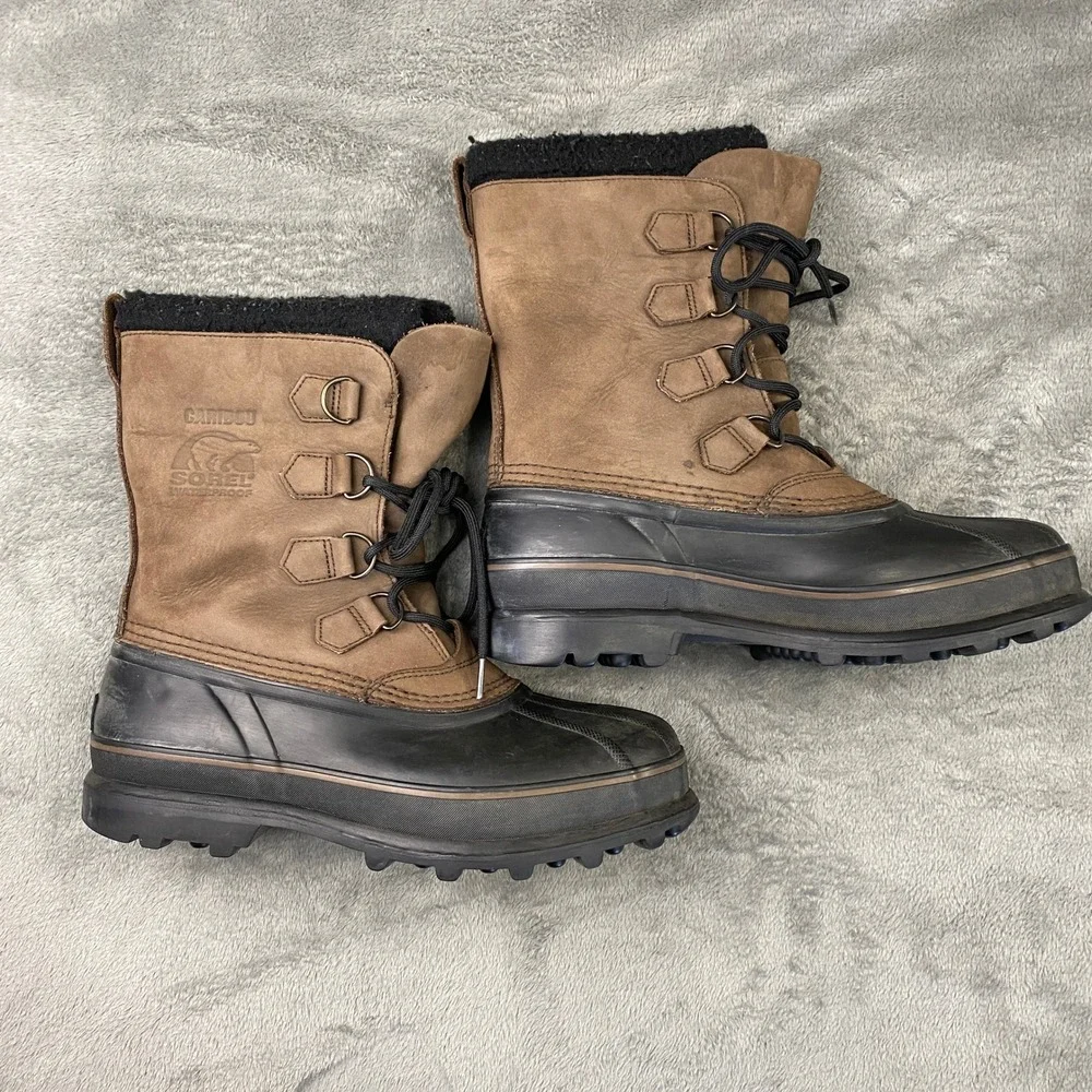 Sorel Caribou II Boots Mens 9 Brown Black NM1000-283 Waterproof Winter Pac Boots